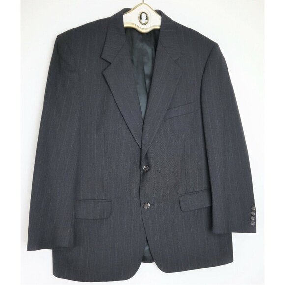 MEN'S GRAY PINSTRIPE BLAZER JACKET SPORT COAT 100% WOOL - EVAN PICONE - SIZE 44R - Picture 1 of 4